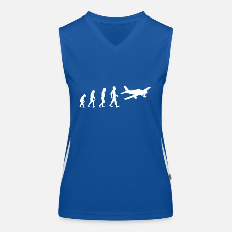 Flugzeug Geschenk Evolution Flieger fliegen Himmel Funktionelles Kontrast-Tank Top für Frauen