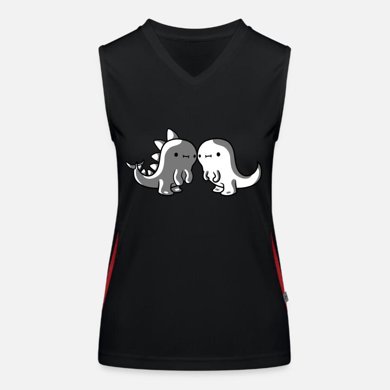 2 Dinosaurier Freunde Funktionelles Kontrast-Tank Top für Frauen
