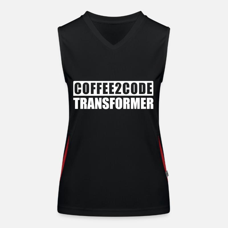 Coffee 2 Code Transformer Programmer IT Shirt Women's Functional Contrast Tank Top