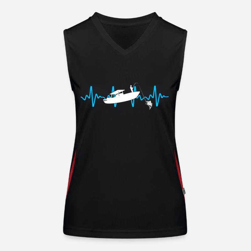 Herzschlag Angeln Angler Boot Funktionelles Kontrast-Tank Top für Frauen