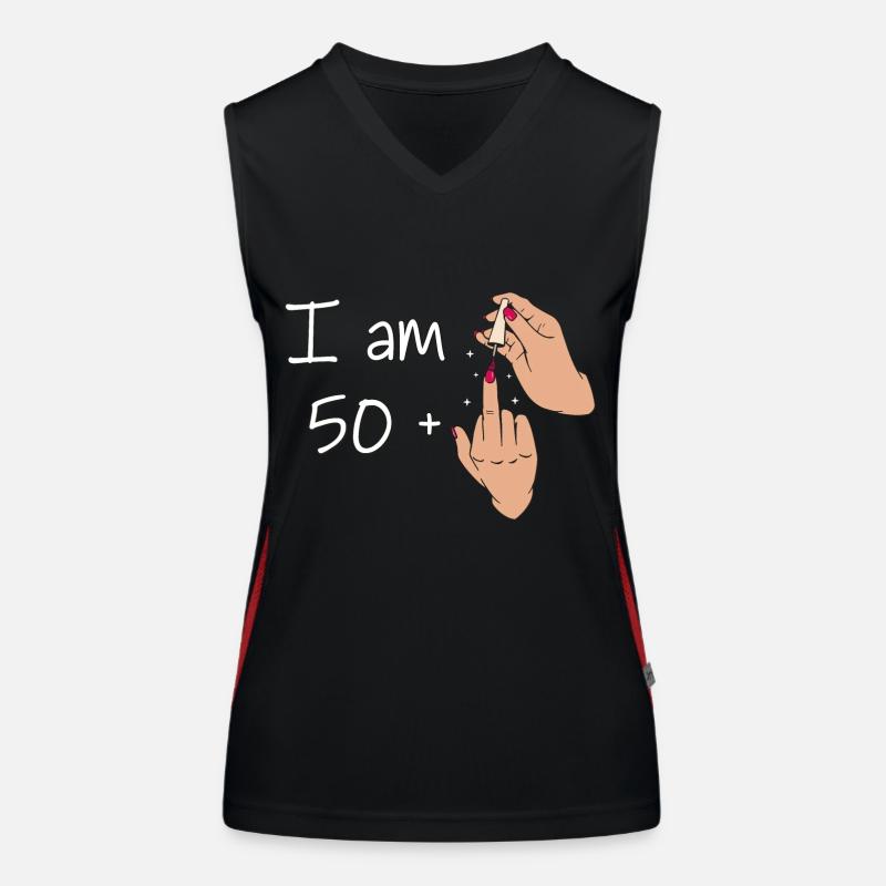 Ich bin 50 + 1 Mittelfinger-Shirt Ich bin 50 Plus, Funktionelles Kontrast-Tank Top für Frauen
