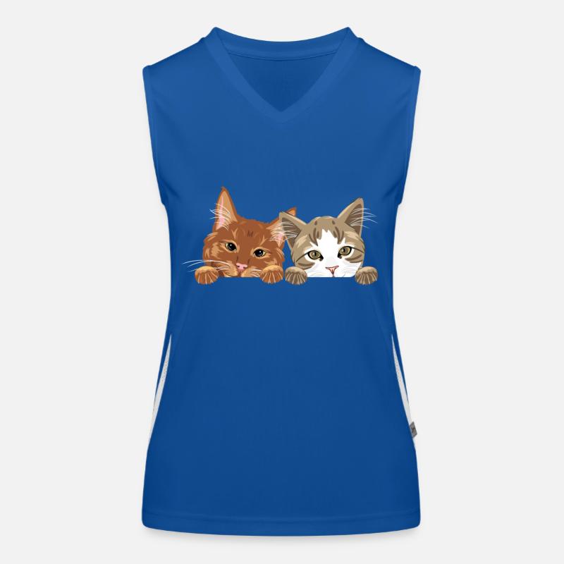 Niedliche zwei Katzen spähen Funktionelles Kontrast-Tank Top für Frauen
