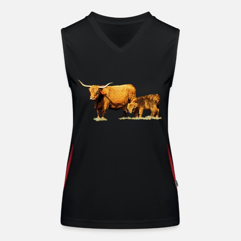 Kuh mit Kalb Funktionelles Kontrast-Tank Top für Frauen