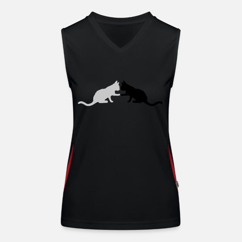 2 cute cats silhouette Women's Functional Contrast Tank Top