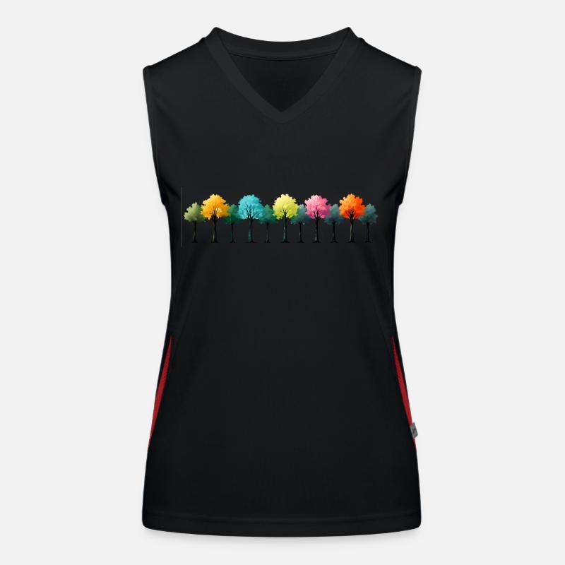 Bunter Wald Bäume Baum bunt Funktionelles Kontrast-Tank Top für Frauen