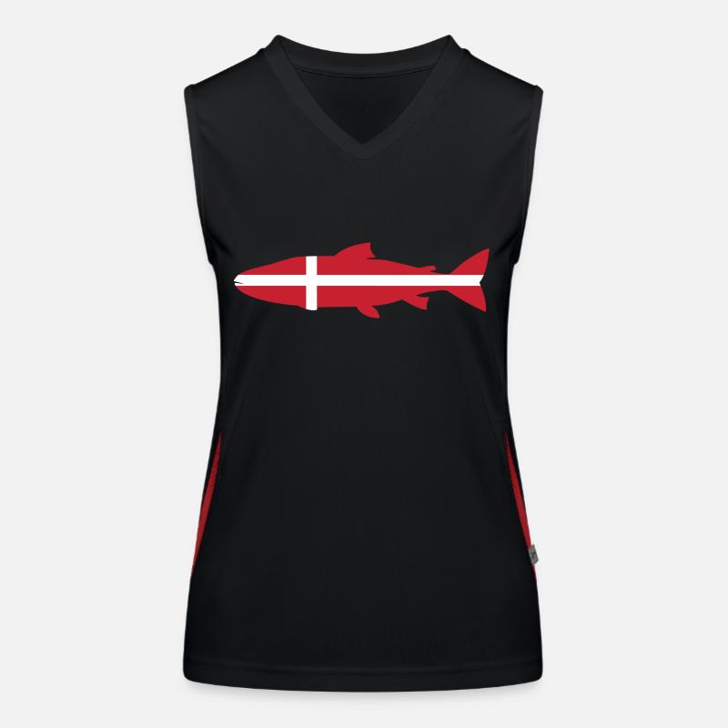 Lachs_Dänemark_umriss Funktionelles Kontrast-Tank Top für Frauen