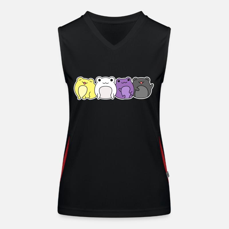 Non-binary flag frog design for proud Enbys Women's Functional Contrast Tank Top