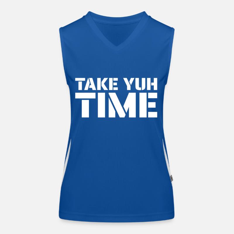Jamaika Design - Take Yuh Time Funktionelles Kontrast-Tank Top für Frauen