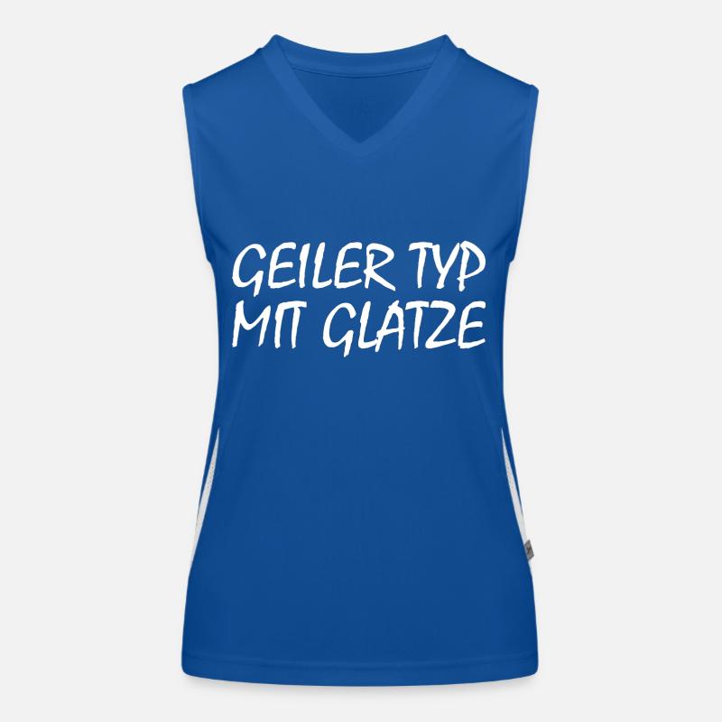 guy with bald head Women's Functional Contrast Tank Top