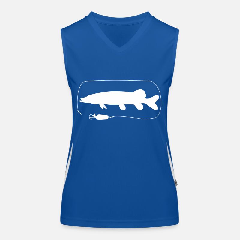 Hecht mit Löffelblinker Funktionelles Kontrast-Tank Top für Frauen