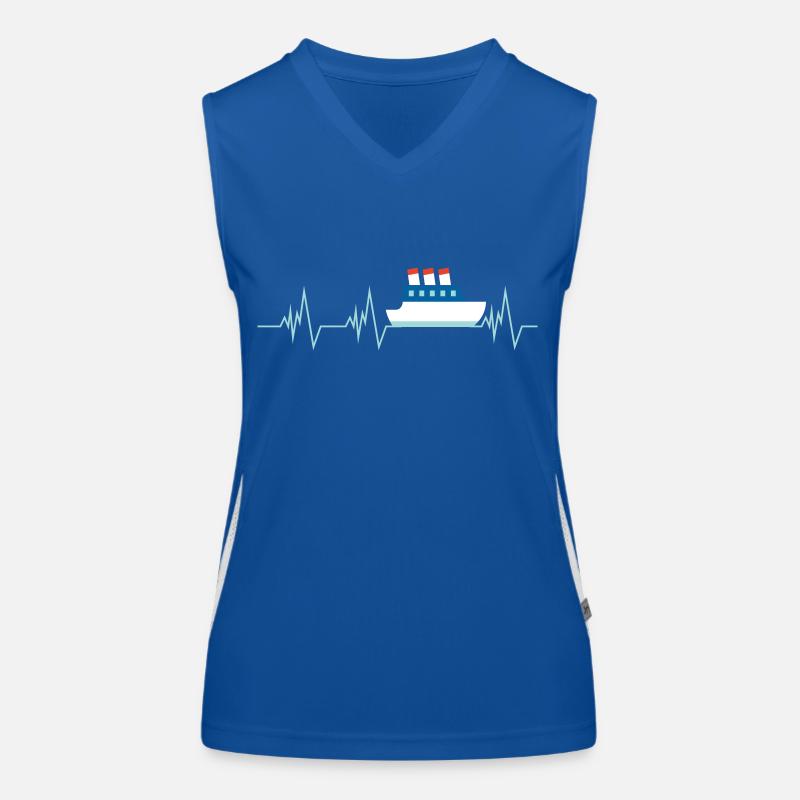 Boot Herzschlag Meer Schiff Funktionelles Kontrast-Tank Top für Frauen