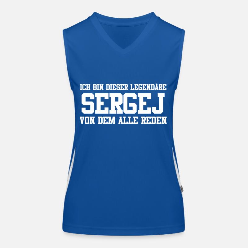 Sergej Name Design Funktionelles Kontrast-Tank Top für Frauen