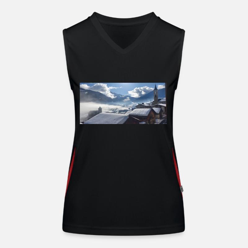 Winter Panorama Funktionelles Kontrast-Tank Top für Frauen