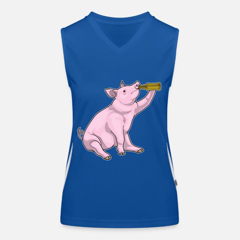 Schwein Flasche Bier Funktionelles Kontrast-Tank Top für Frauen