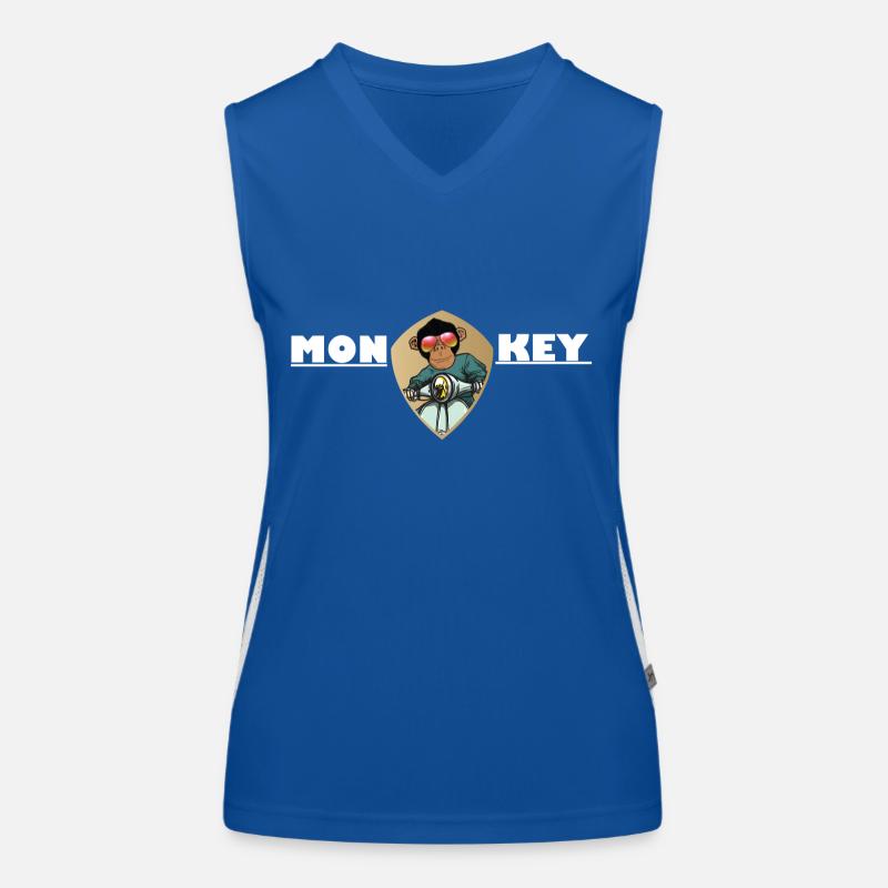 Monkey Affe mit Sonnenbrille auf Motorroller Funktionelles Kontrast-Tank Top für Frauen