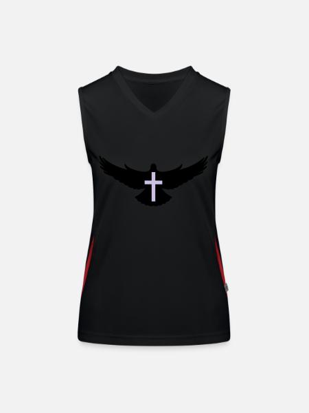 taube_heiliger_geist2 - Funktionelles Kontrast-Tank Top für Frauen - Schwarz/Rot - Vorne