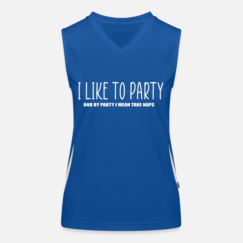 Ich mag es, lustiges Zitat zu feiern Funktionelles Kontrast-Tank Top für Frauen