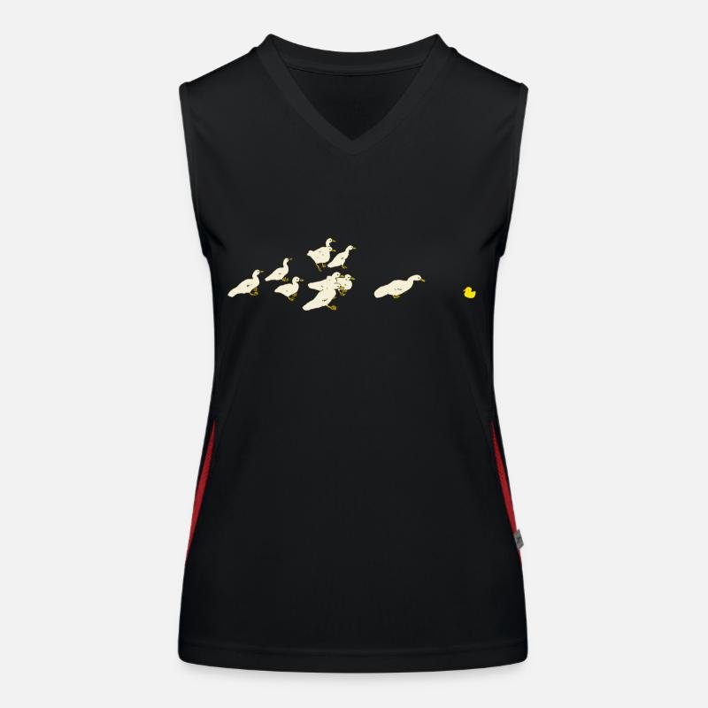 Ducks and rubber ducks - Women's Functional Contrast Tank Top - black/red