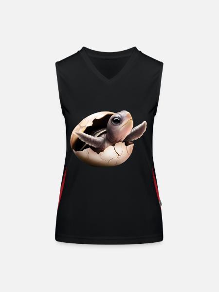 Schildkröte schlüpft aus dem Ei - Funktionelles Kontrast-Tank Top für Frauen - Schwarz/Rot - Vorne