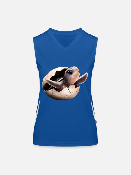 Schildkröte schlüpft aus dem Ei - Funktionelles Kontrast-Tank Top für Frauen - Royal/Weiß - Vorne