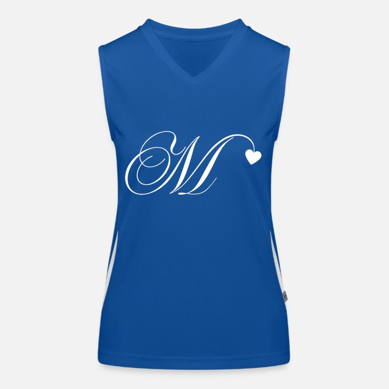 Buchstabe m Kalligraphie Herz Funktionelles Kontrast-Tank Top für Frauen
