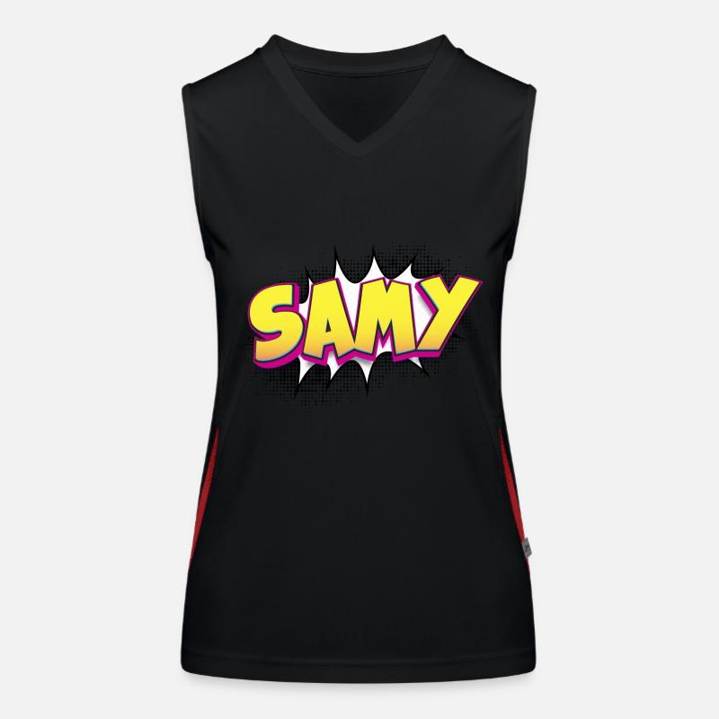 Samy Custom Name Comic Book Style Pop Art, Samy Women's Functional Contrast Tank Top