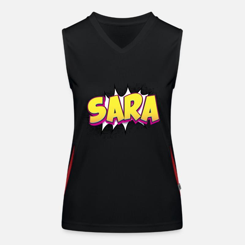Sara Benutzerdefinierter Name Comic-Buch-Stil Pop-Art, Sara Funktionelles Kontrast-Tank Top für Frauen