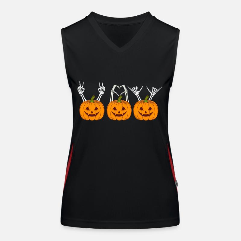 Three Jolly Halloween Pumpkins - Women's Functional Contrast Tank Top - black/red