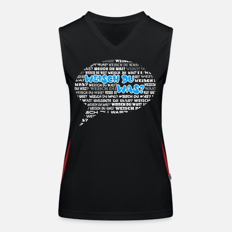 Weisch du was? Sprechblase Schweizerdeutsch blau Funktionelles Kontrast-Tank Top für Frauen