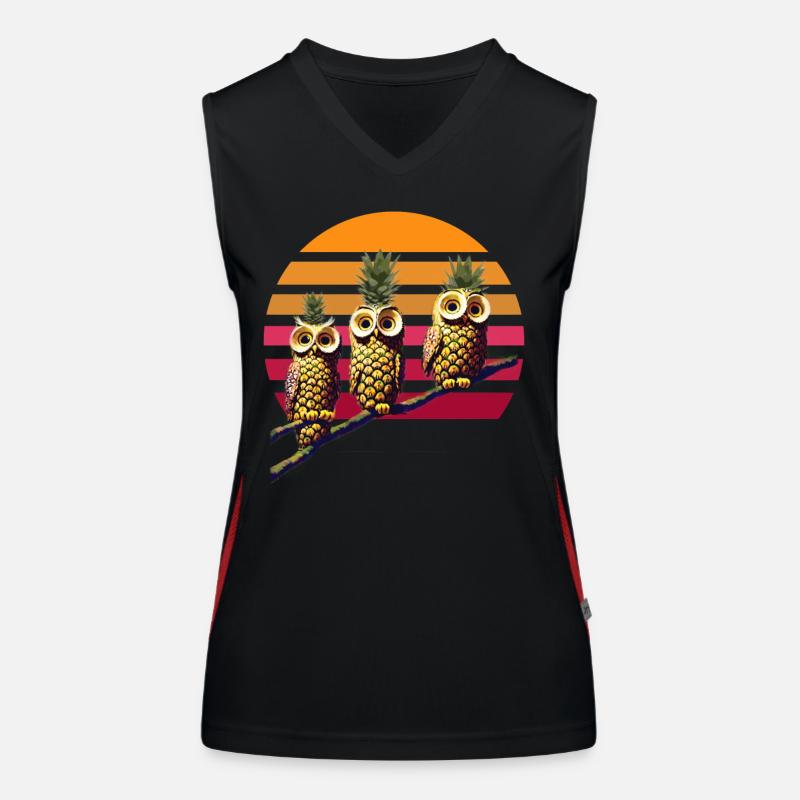 Ananas Eulen Funktionelles Kontrast-Tank Top für Frauen