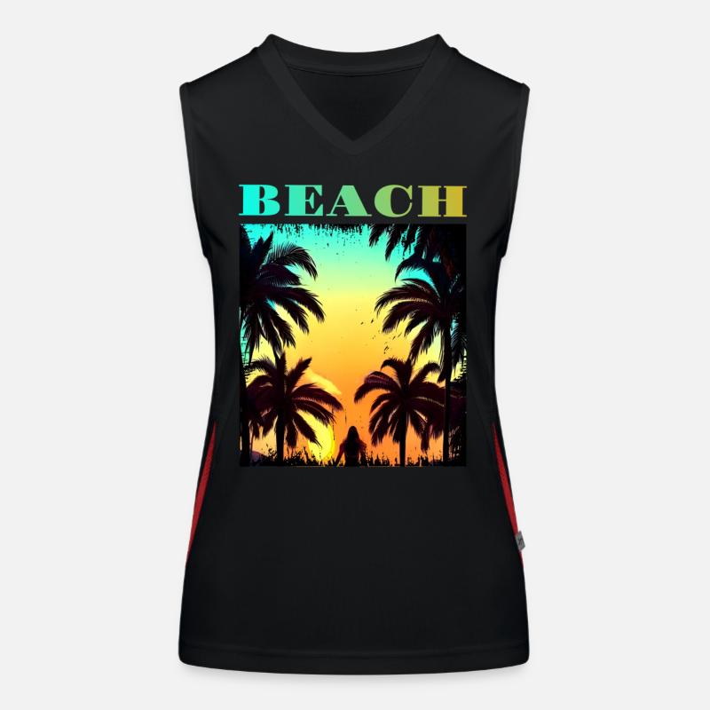 Palm Sunset Beach Funktionelles Kontrast-Tank Top für Frauen