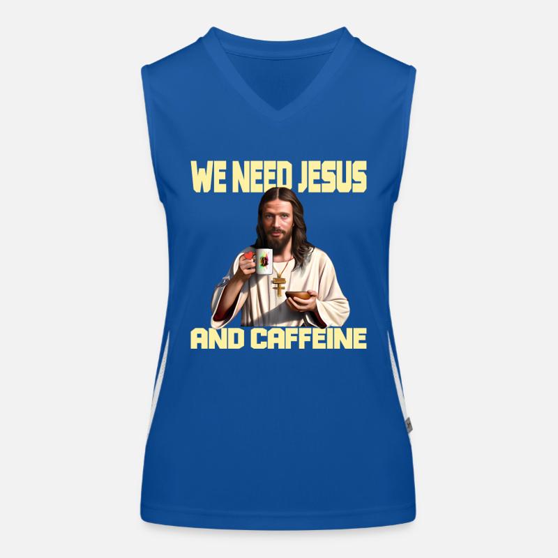 Kaffee und Jesus Funktionelles Kontrast-Tank Top für Frauen