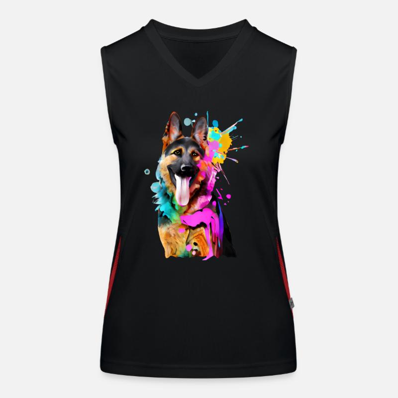 Farbkleckse Schäferhund Funktionelles Kontrast-Tank Top für Frauen