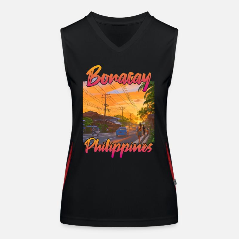 Coucher de soleil Boracay Débardeur respirant contrasté Femme