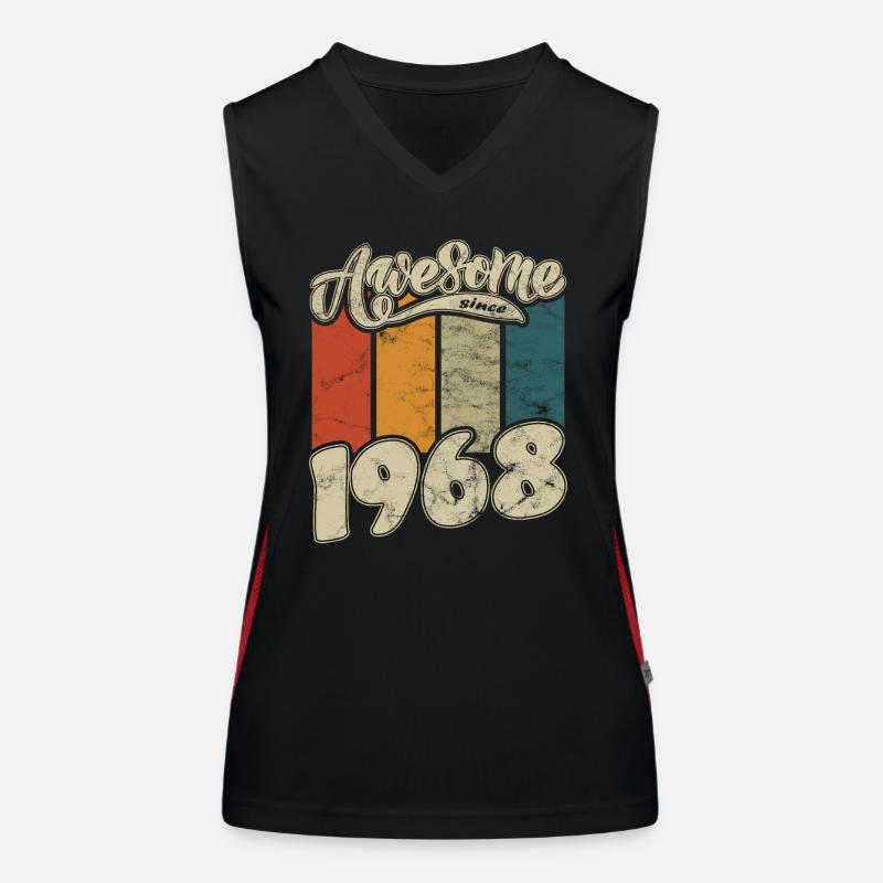 1968 Birthday Awesome since Retro Women's Functional Contrast Tank Top