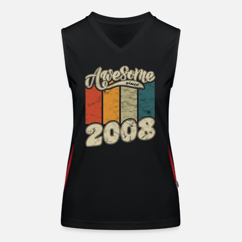 2008 Geburtstag Awesome since Retro Funktionelles Kontrast-Tank Top für Frauen