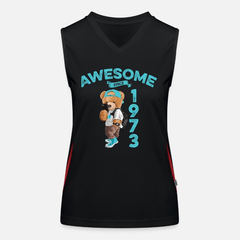 1973 Geburtstag Teddy Bär Awesome since Funktionelles Kontrast-Tank Top für Frauen
