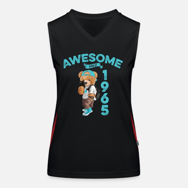 1965 Geburtstag Teddy Bär Awesome since Funktionelles Kontrast-Tank Top für Frauen