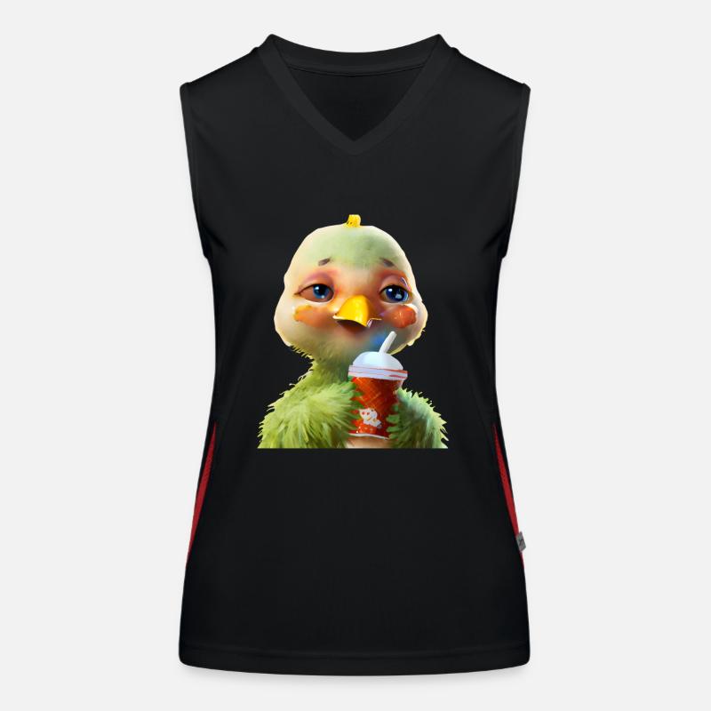 Cute chicken with soft drink Women's Functional Contrast Tank Top