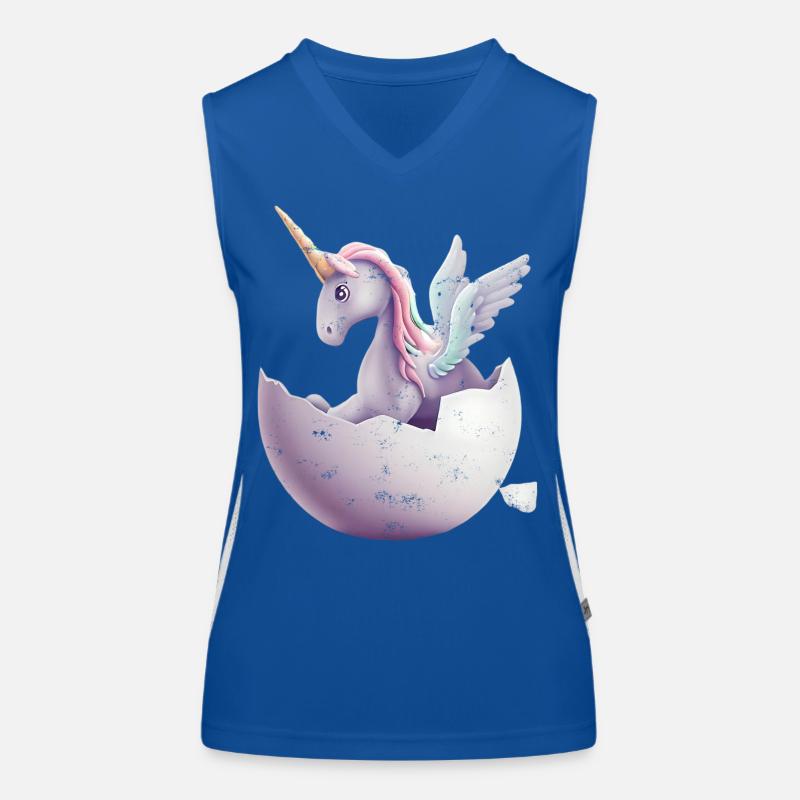 Baby unicorn hatches from egg Women's Functional Contrast Tank Top