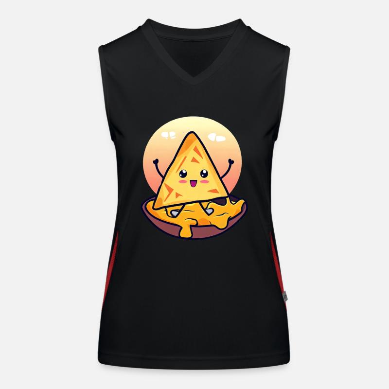 Nacho Chip in cremigem Käsebad Funktionelles Kontrast-Tank Top für Frauen