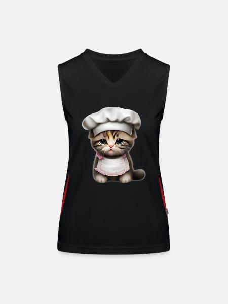 Chef Chat - Débardeur respirant contrasté Femme - noir/rouge - Devant