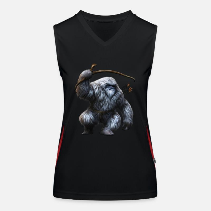 Yeti with bow and arrow Women's Functional Contrast Tank Top