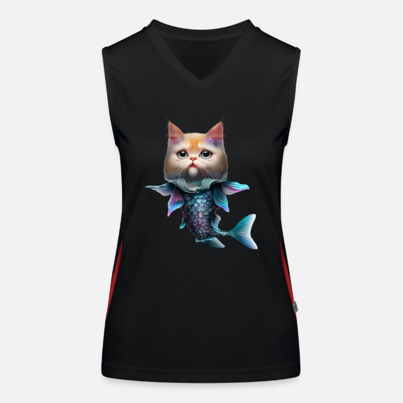 Fusion de chats de poisson Débardeur respirant contrasté Femme
