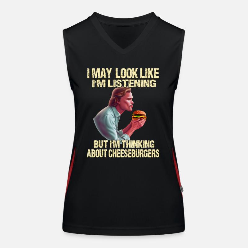 Pensées de cheeseburgers Débardeur respirant contrasté Femme