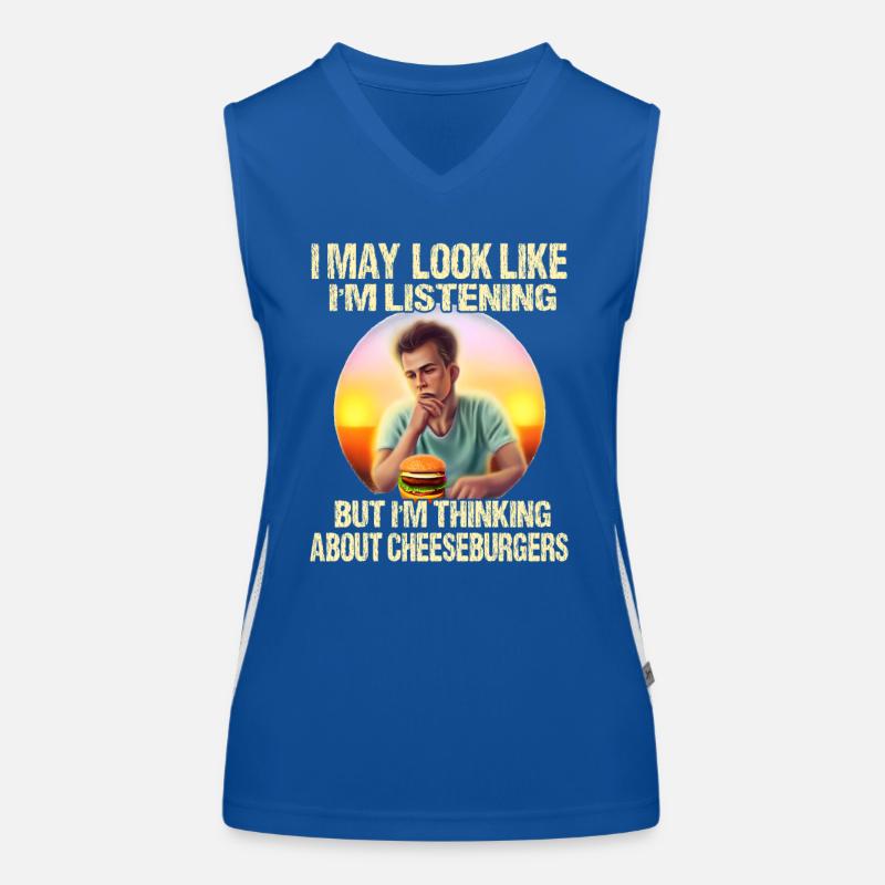 Thoughts of cheeseburgers Women's Functional Contrast Tank Top