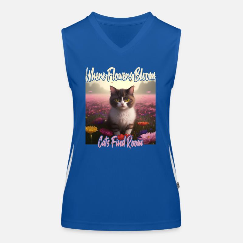 Chat dans la mer de fleurs Débardeur respirant contrasté Femme