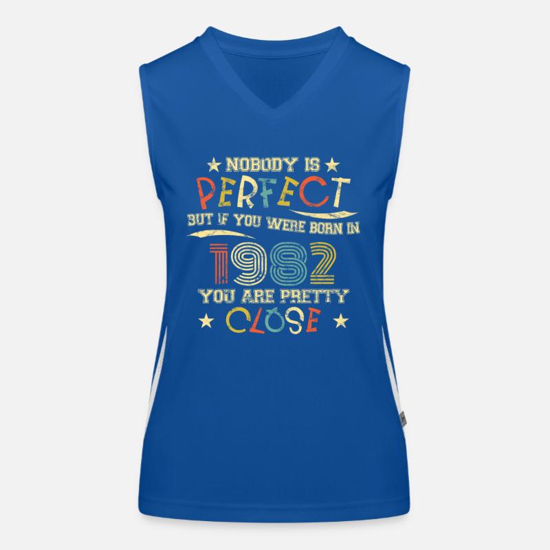1982 Geburtstag Vintage Nobody is perfect Funktionelles Kontrast-Tank Top für Frauen