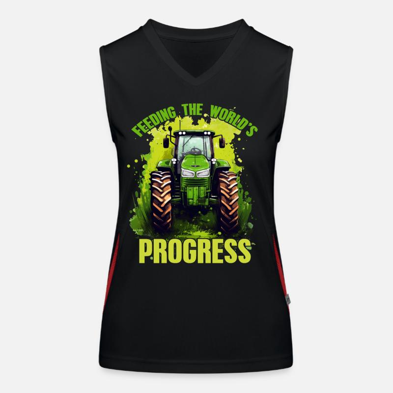 Feeding World's Progress Tractor Farmer Gift Women's Functional Contrast Tank Top