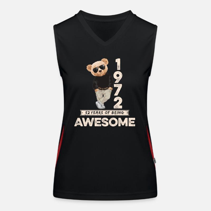 1972 Birthday Teddy Bear Being Awesome Orignal Women's Functional Contrast Tank Top